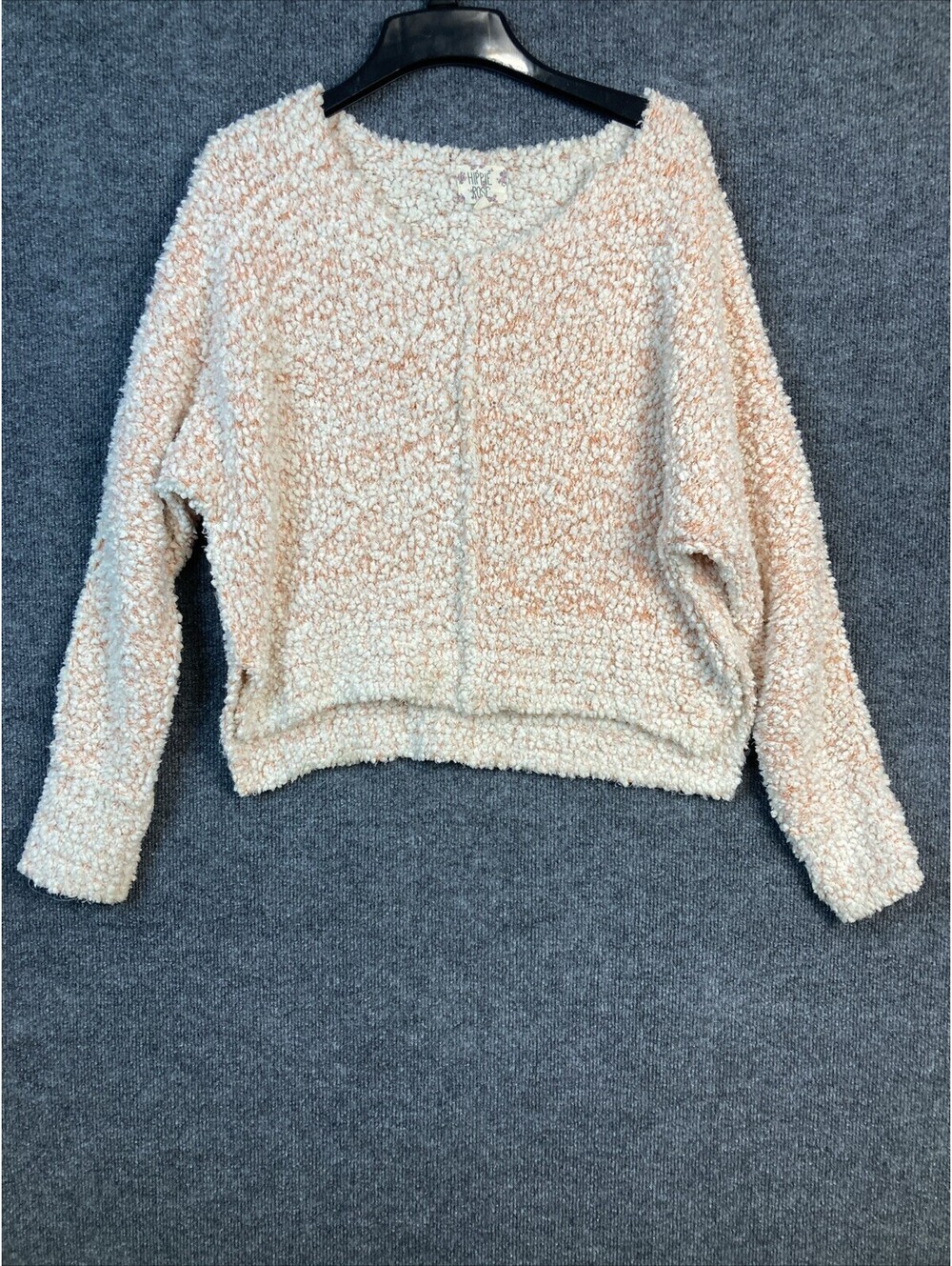 Hippie Rose Womens Size Small Orange & White V-Neck Crop Sweater EUC
